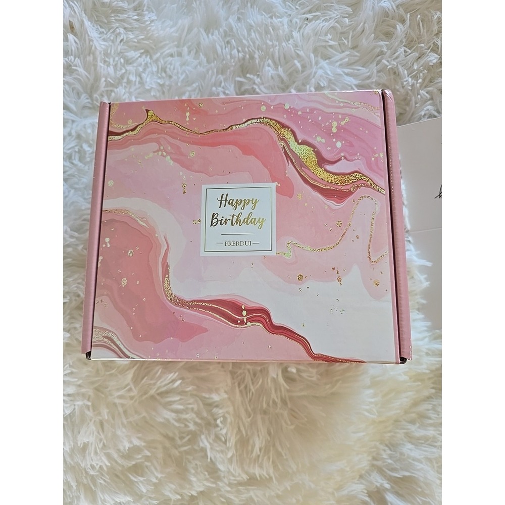 Happy Birthday Gift Box Woman's NEW! Bath Bomb, Candle, Socks, Mug Pink Etc